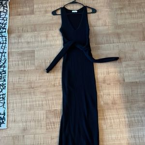 Good American ribbed tank dress; deep V; size 3; like new; knit material